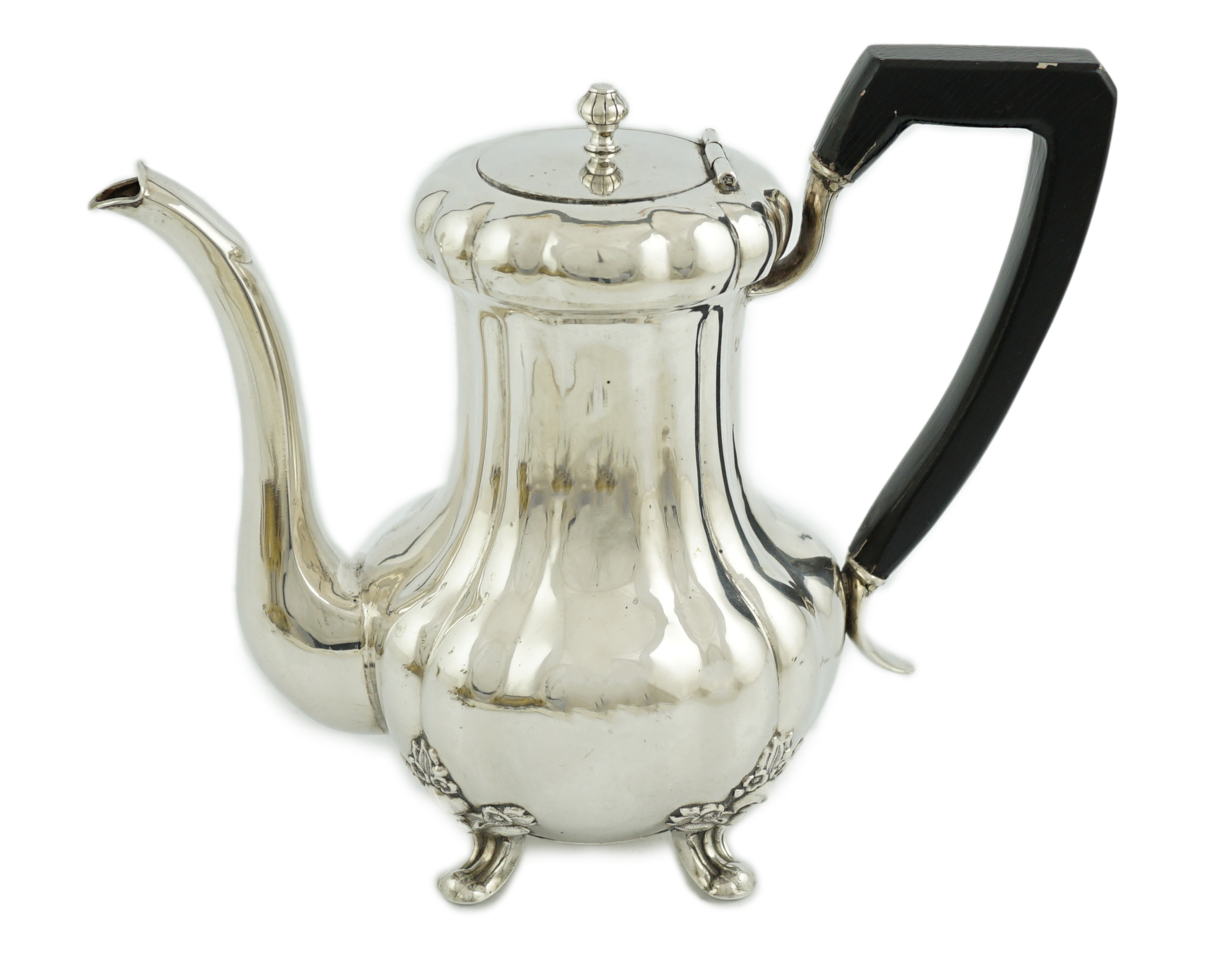 A mid 19th century Russian 84 zolotnik silver baluster coffee pot